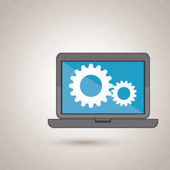 laptop and gear isolated icon design, vector illustration  graphic 