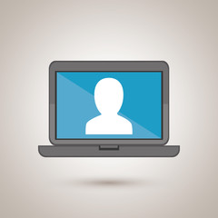 laptop with man isolated icon design, vector illustration  graphic 