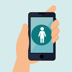 smartphone with hand isolated icon design, vector illustration  graphic 