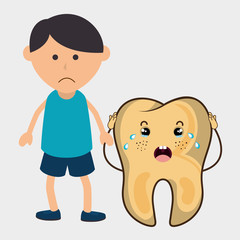 boy diseased tooth isolated icon design, vector illustration  graphic 