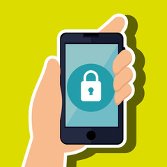 smartphone with hand isolated icon design, vector illustration  graphic 