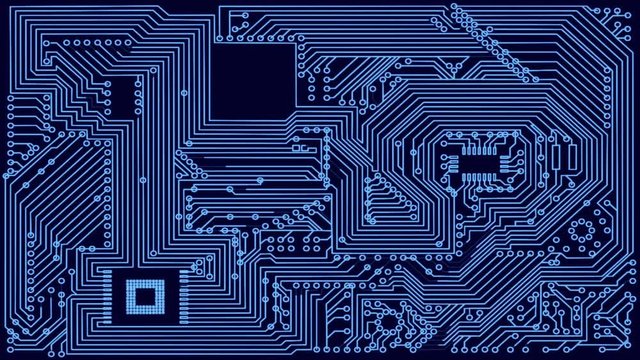 Techno motherboard.Alpha channel.Blue lines drawing electric connection.Good for technological advertisements,intro,screensaver,BG.Electronic computer website shop.Great effect on video stands adds.  
