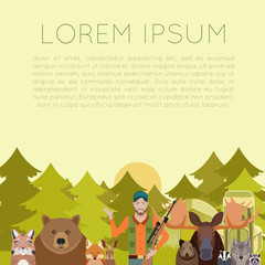 Hunter and animals banner