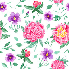 Watercolor seamless floral pattern