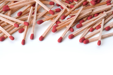 Close-up of red matches on white background