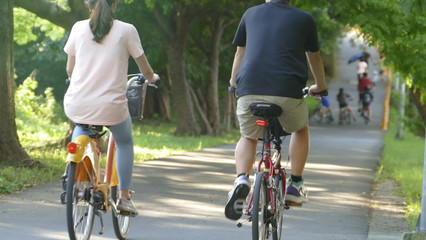 Fototapeta premium Nice view of Taipei Central River bike path, Taiwan