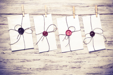 Mail envelope on rope