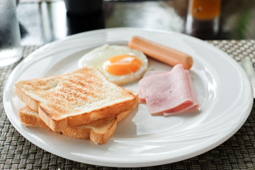 Fresh Grilled Sandwich with ham and egg for breakfast