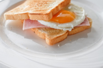 Fresh Grilled Sandwich with ham and egg for breakfast