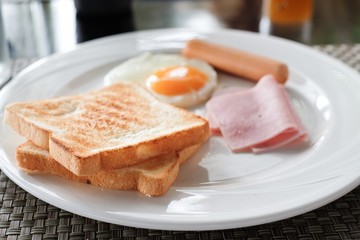 Fresh Grilled Sandwich with ham and egg for breakfast