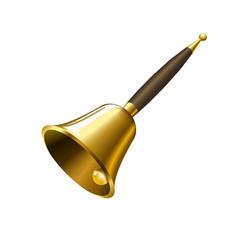 Realistic golden bell with a handle