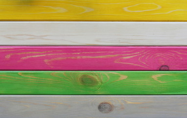Natural wooden planks, painted in bright colors