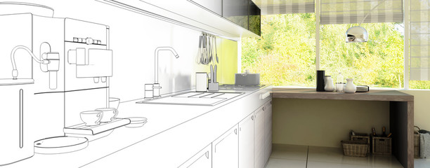 Küche in 3D (panoramisch)