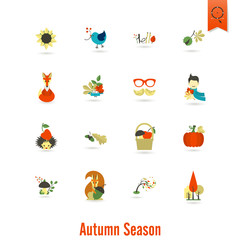 Set of Flat Autumn Icons