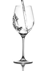 Drinking water pouring in wine glass