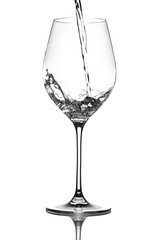 Drinking water pouring in wine glass