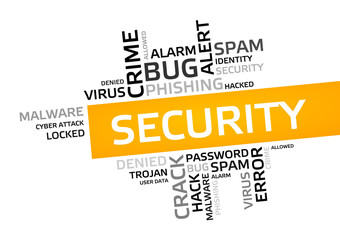 SECURITY word cloud, tag cloud, vector graphic