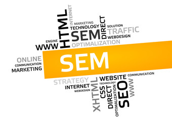 SEM word cloud, tag cloud, vector graphic