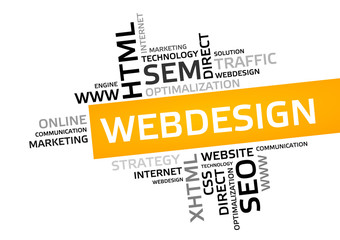 WEB DESIGN word cloud, tag cloud, vector graphic