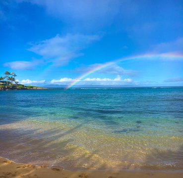 sqaure image beach rainbow