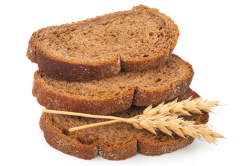 slices of bread and an ear of wheat