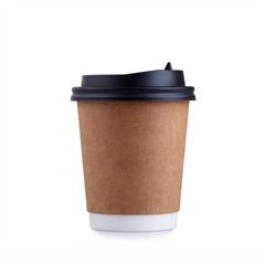 Take-out coffee with cup holder isolated on a white background