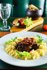 Beef stew with mashed potatoes