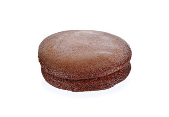 Japanese pancake or Dorayaki chocolate flavored on white backgro
