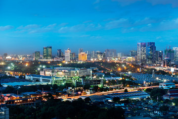 top view of bangkok city at night
