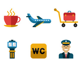 Airport Icons Flat Set 
