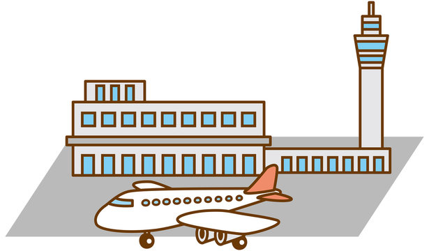 空港と飛行機のイメージイラスト