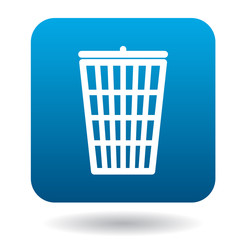 Trash can with lid icon in simple style on a white background