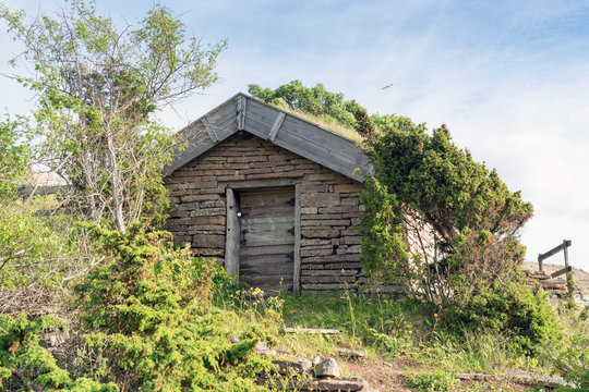historische Fischerhütte im ehemaligen Fischerort Bruddesta, Öland, Schweden