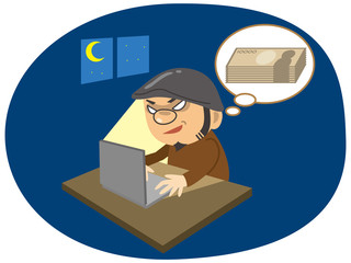 ネット犯罪のイメージイラスト（夜）