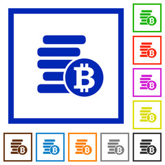 Bitcoins framed flat icons