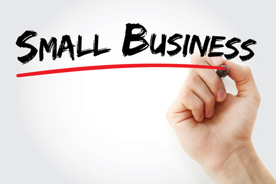 Hand writing Small Business with marker, concept background