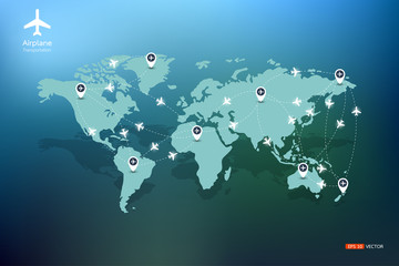 Flight Routes, Airplane transportation routes, Flight Travel routes, Vector EPS 10 © Nop.M