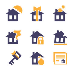 Home and House Insurance Risk Icons 