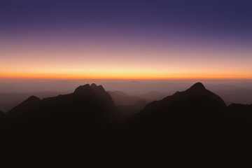 Mountain sunrise sky, Doi Luang Chiang Dao, Thailand.