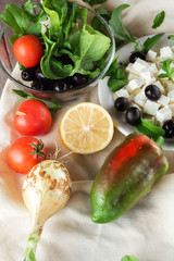 Obraz na płótnie Canvas Ingredients for cooking Greek salad
