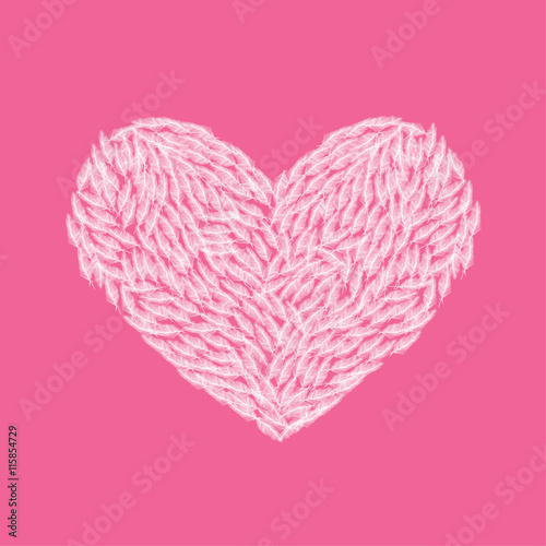 Download "Vector illustration depicting a heart of white feathers ...