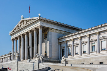 Naklejka premium Historic building of the Austrian Parliament in Vienna, Austria.