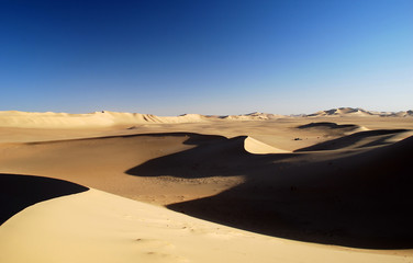 Fototapeta na wymiar Panoramic view of sand dunes in desert Oman