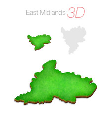 Green 3D Map - East Midlands UK