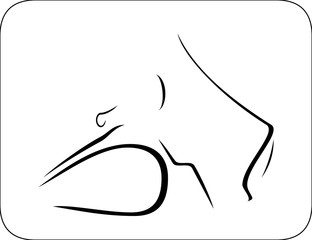 Motorcycle widnshield and fuel tank side view black on white line art style symbol