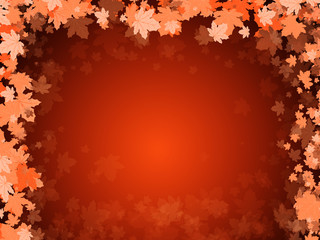 Maple leaves on a dark orange background