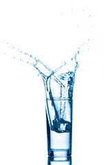 Glass of water with ice cubes