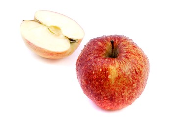Red apple. Sweet apple on white background. Apple isolated on white.  