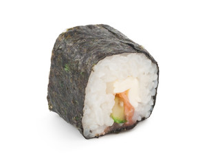 Traditional fresh japanese sushi rolls on a white background