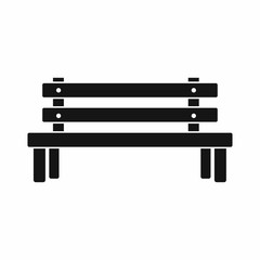 Wooden bench icon in simple style. Seat symbol isolated vector illustration
